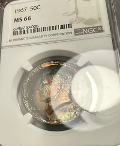 1967 Kennedy Half Dollar 50c - NGC MS66 - Rainbow Toned Business Strike - Picture 1 of 3