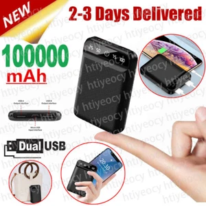 Mini Powerbank 100000mAh 2 Caricabatterie USB Batteria Portatile Power Bank per Cellulare - Foto 1 di 15