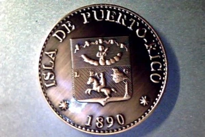 1890 ZEHN CENTIMOS, INSEL PUERTO RICO, BORINQUEN, KUPFERFANTASY MÜNZE - Bild 1 von 2