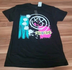 NWT unisex black small blink 182 smiley X eyes graphic tee shirt top - Picture 1 of 3
