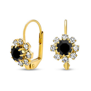 White CZ Flower Gold Plated Drop Earrings More Colors