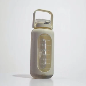 Motivational Water Bottle 1500ml | Time Marker Hydration Jug | Beige - Picture 1 of 8