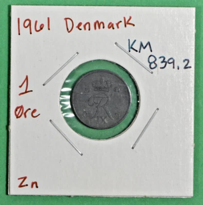 1961 Denmark  1 Ore Coin - KM#839.2 - Image 1 of 2