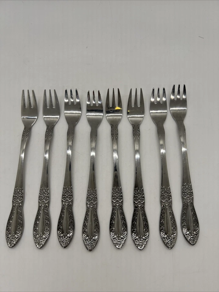 Lote de 8 FESTIVAL DE PRIMAVERA Northland Acero Inoxidable Corea Pequeño Tenedor de Frutas del Desierto Foto 1 de 4