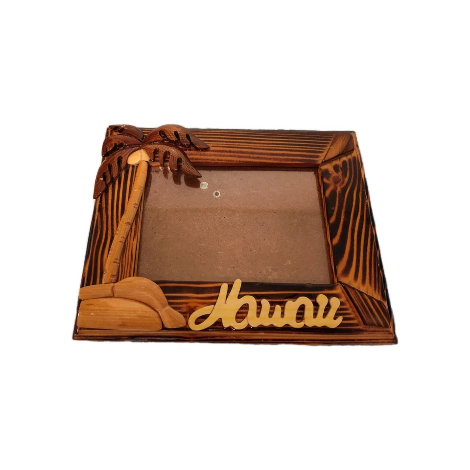 夏威夷 Koa 木质相框 ~ 椰子树,8.5 英寸 x 6.5 英寸,6 x 4 照片 — 第 1/2 张图片