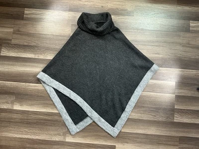 Ann Taylor Women Dark Gray LT Gray Colorblock Turtleneck Poncho XS/S Minimalist - Image 1 of 4