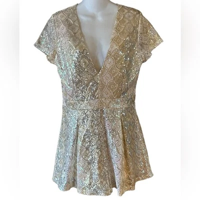 Mameluco para mujer Gianni Bini mediano pastel lentejuelas manga tapada Foto 1 de 4