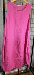 Lino Made In Italy Kleid Damen Kleid Large ? Leinen Tasche minimalistisches Etuikleid rosa - Bild 1 von 3