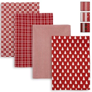 Ensemble De Torchons De Noël En Coton 4 Pièces Décor Noël Idée Cadeau 7134 - Imagen 1 de 22