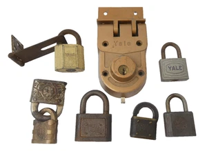 Mixed Lot Vintage Yale & Towne Locks Padlocks Junior USA Security No Keys Parts - Picture 1 of 16