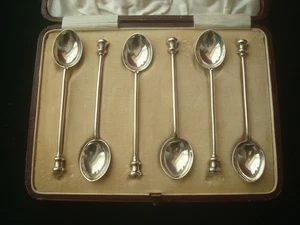 SET OF6 H/M SILVER SPOONS CASED - 1923 - 55g - Bild 1 von 3