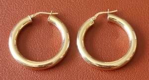 14kt Gelbgold hohe GCJ ITALY polierte Creolen 29mm x 4mm 3,4 Gramm Vintage - Bild 1 von 6