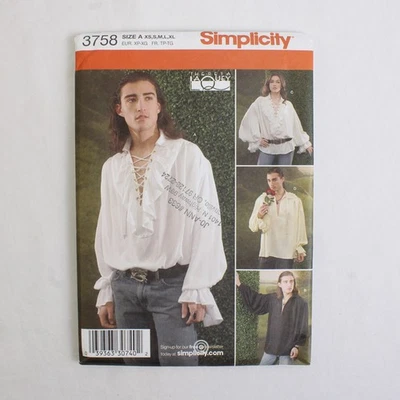 Simplicity Theresa LaQuey 3758 Poet Shirts Costumes Unisex Size A (XS,S,M,L,XL) - Image 1 of 4