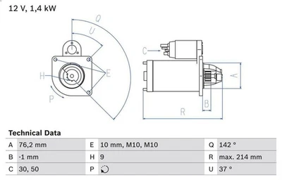 Motorino di avviamento BOSCH 0 986 020 860 per VOLVO V50 (545) 2.4 2004-201 - Изображение 1 из 4