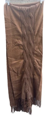 Nordstrom 100% Cachemira Marrón Envolvente Bufanda Flecos Manta 28"x80" NUEVO CON ETIQUETAS DE COLECCIÓN Foto 1 de 4