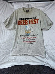 Vintage 90’s Hayward Wisconsin Beer Fest T-shirt Size L Gray - Picture 1 of 8