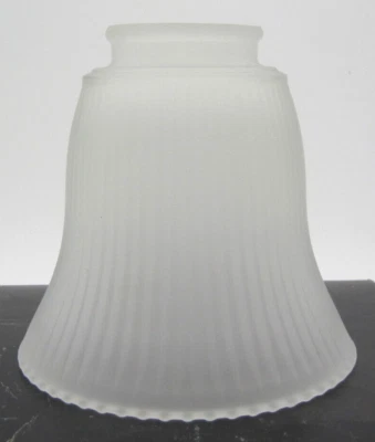 SET OF 4 Ceiling Fan Side Glass Shades 2 1/4" Frosted Ribbed Bell Shape - Image 1 of 4