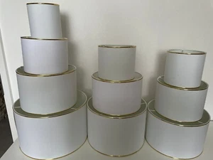 Stehlampe Lampenschirm Weiß Gold Ersatzschirm E27 E 27 Stoff Textil Schirm lampe - Bild 1 von 9