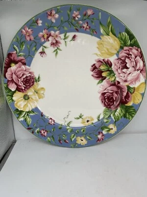 Lote De 2 Platos De Cena Waverly Garden Room Obra Maestra De Colección Azul Floral De Colección Foto 1 de 4