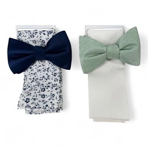 Bar III Men's Bow Tie & Pocket Square 2-Pack Set Pre-Tied Green Blue Floral $110 - Picture 1 of 4