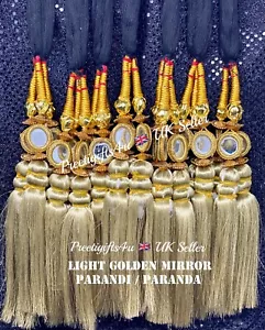 Indian Punjabi Parandi Mehndi Jagoo Bridal Gold Zari Mirror Paranda Hair Braids - Picture 1 of 11