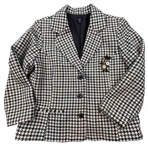Mossimo Sport Coat Youth Size XXL Embroidered Flowers Herringbone Brown White - Picture 1 of 9