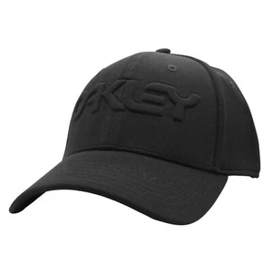 Oakley 6 Panel Stretch Hat Embossed Mens Size L/XL Blackout Black Logo Cap - Picture 1 of 1