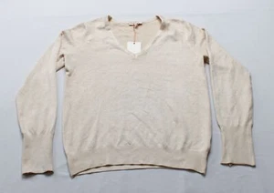 Skies Are Blue Women's Cuff Detail Longsleeve Mock Neck Sweater CA4 Cream Large - Picture 1 of 4