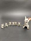Vintage Napco Chain Figurines Ceramic Mice Family Mid Century Kitsch Japan