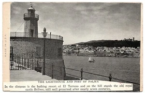 Port of Palma Lighthouse El Terreno Bellver Castle Spain Handmade Postcard - Picture 1 of 2