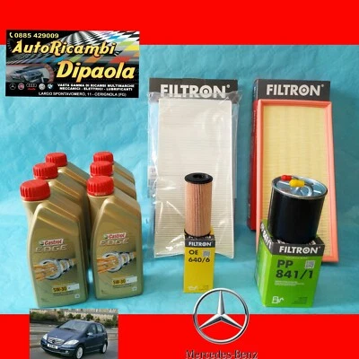 KIT TAGLIANDO MERCEDES CLASSE A W169 B W245 160 180 200 CDI 6L CASTROL +4 FILTRI - Immagine 1 di 2
