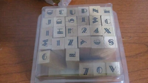 BUNCH of FUN~Set of 29~Rubber Stamps on Wood~LETTERS & NUMBERS - Picture 1 of 3