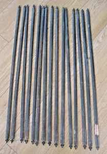 Set 15 reclaim Antique Copper on Metal stair carpet rods with Fleur De Lis ends - Picture 1 of 6