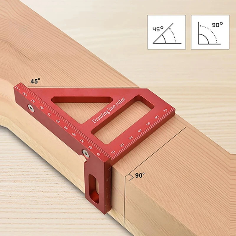 Aluminum Carpenter Square Woodworking Protractor 45 90 Degree Angle Ruler Tool - Image 1 of 4