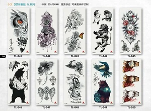 100 Sheets Men Women Temporary Body Chest Waist Art Tattoo Sticker Send Randomly - Picture 1 of 12