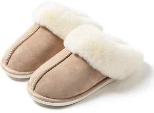 Fuzzy Slippers for Women Soft Closed Toe House Slippers Warm and Soft Fur 8-9 - Picture 1 of 5