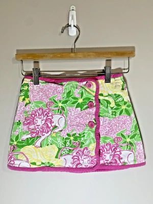 Lilly Pulitzer Wrap Skirt Girls 7 Animal Cracker Pink Soft Lightweight Corduroy - Image 1 of 4