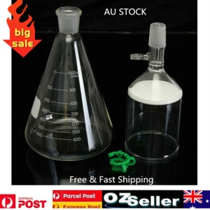 Glass Vacuum Suction Filter 1000mL Filter Bottle 350ml Funnel Filtration Kit AU - Picture 1 of 16