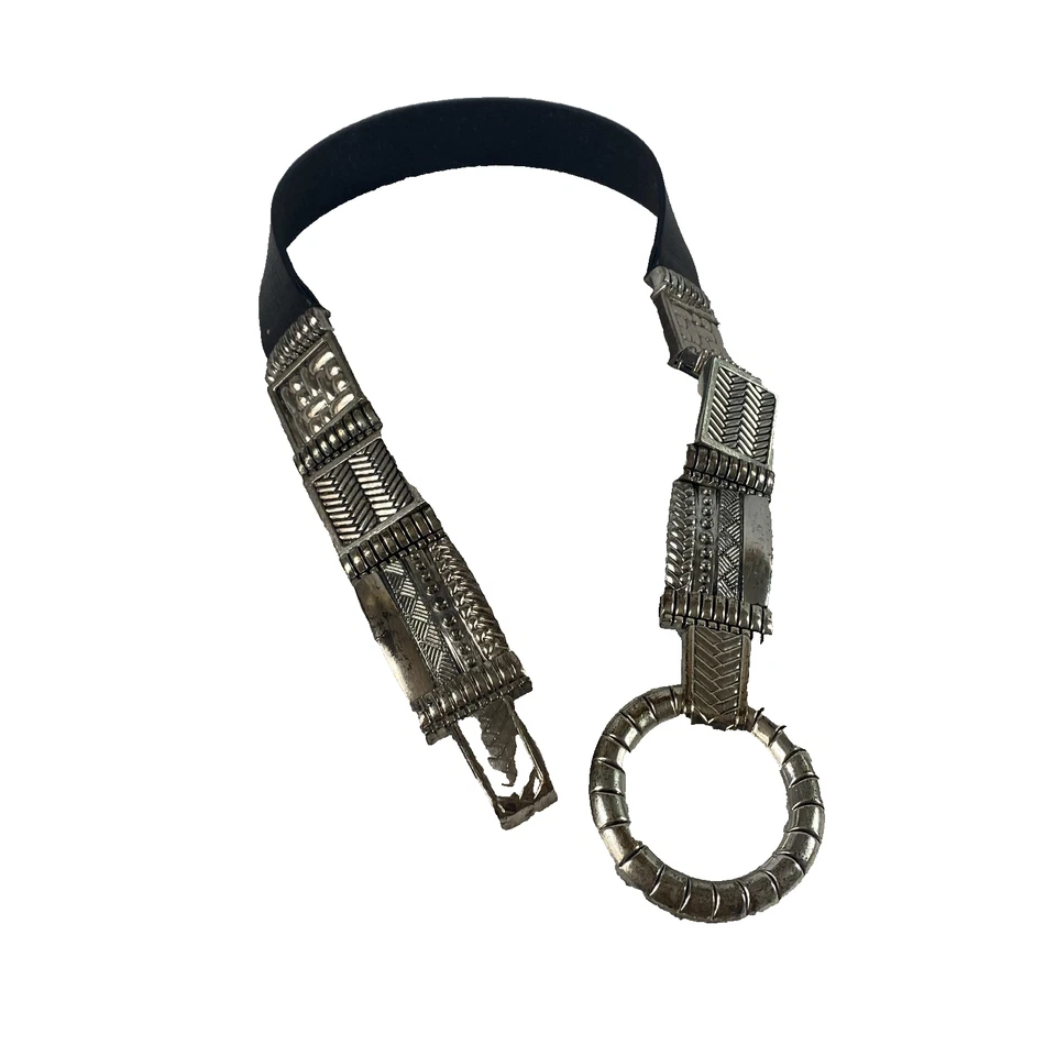 Chicos Belt Womens One Size Black Silver Tone Ring Buckle Stretch Western Boho - Image 1 of 4