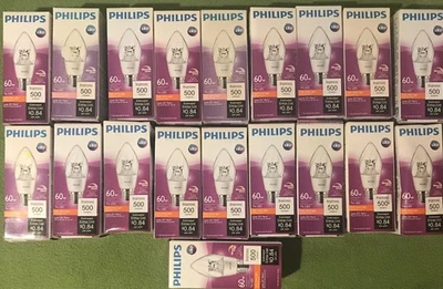 19-Philips 60Watt LED Light Bulb Dimmable, Medium Base,B12 Candle 500 Lumens - Image 1 of 4