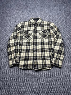 RRL Ralph Lauren Shirt Boys Medium Black Cream Plaid Flannel Cotton Button Down - Image 1 of 4