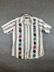 Panhandle Slim VTG Western Shirt Pearl Snap White Aztec Mens XL Cowboy Rodeo - Picture 1 of 10