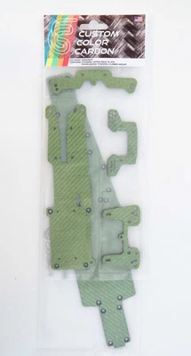 Green Custom Color Carbon Fiber Chassis 5 Piece  Kit For Kyosho Optima Mid - Image 1 of 4
