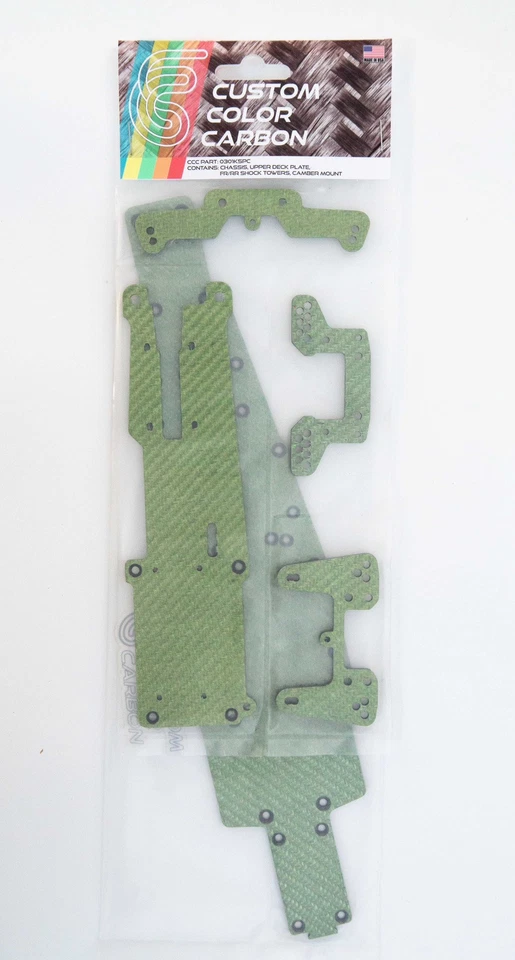 Green Custom Color Carbon Fiber Chassis 5 Piece  Kit For Kyosho Optima Mid - Image 1 of 4