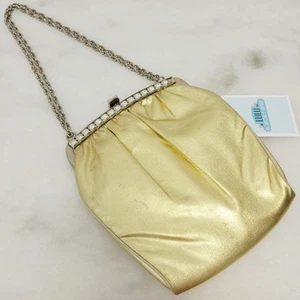 Vintage 50s Gold Lame Handbag by HL USA Purse - Picture 1 of 11