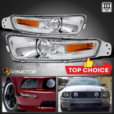 Fits 2005-2009 Ford Mustang Clear Bumper Lights Parking Signal Lamps L+R 05-09 Foto 1 de 4