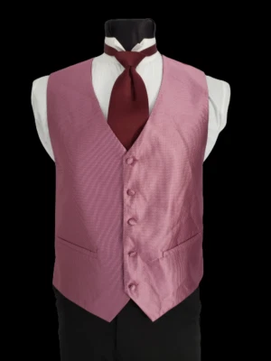 XL Esmoquin Rosa Malva Borgoña Chaleco y Corbata Cardi Nuevo TUXXMAN Foto 1 de 4