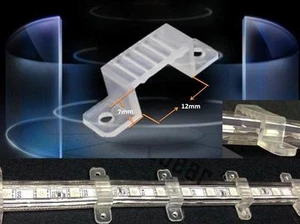 100pcs 12mm x7mm PVC Mounting Brackets fo 110V 5050/3528 IP67/68 LED Strip Light - Picture 1 of 2