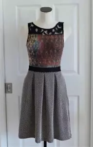 Anthropologie Weston Artsy 3-Fabric Stretch Fit & Pleat Dress~Pockets S NWT $158 - Picture 1 of 11