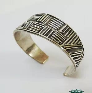Nuevo puño brazalete de oro amarillo y plata esterlina de 14 K - Imagen 1 de 4